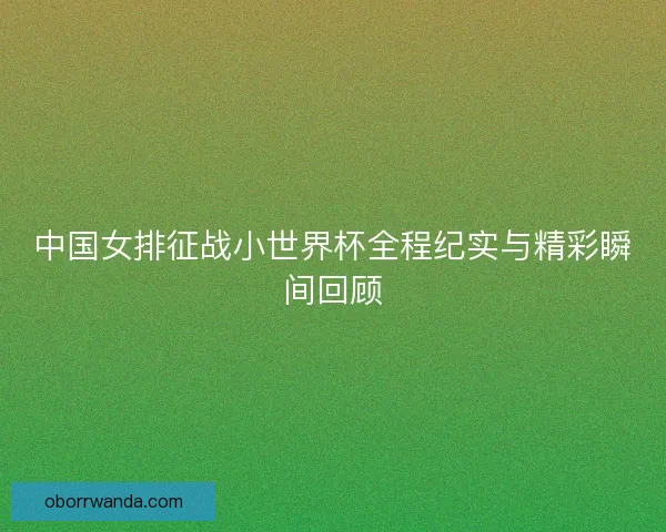 中国女排征战小世界杯全程纪实与精彩瞬间回顾