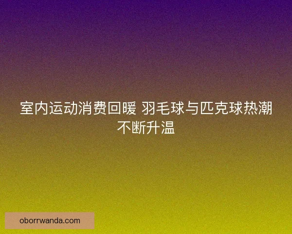 室内运动消费回暖 羽毛球与匹克球热潮不断升温
