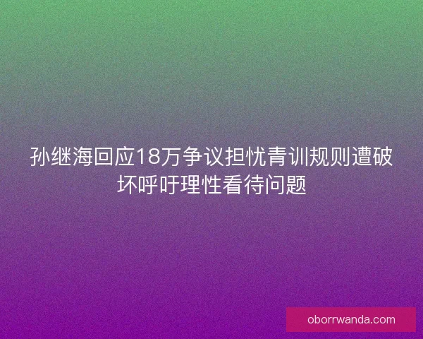 孙继海回应18万争议担忧青训规则遭破坏呼吁理性看待问题 孙继海回应18万争议担忧青训规则遭破坏呼吁理性看待问题
